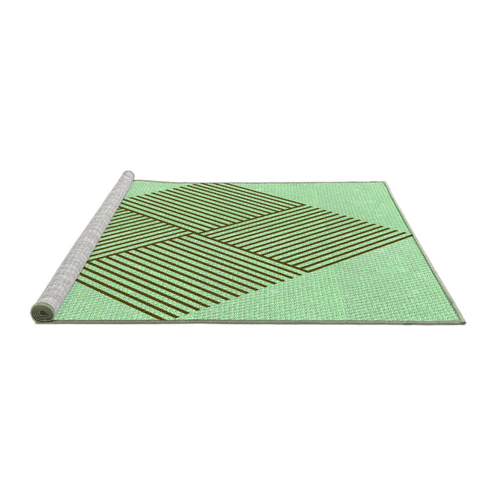Sideview of Machine Washable Transitional Green Rug, wshpat1473grn