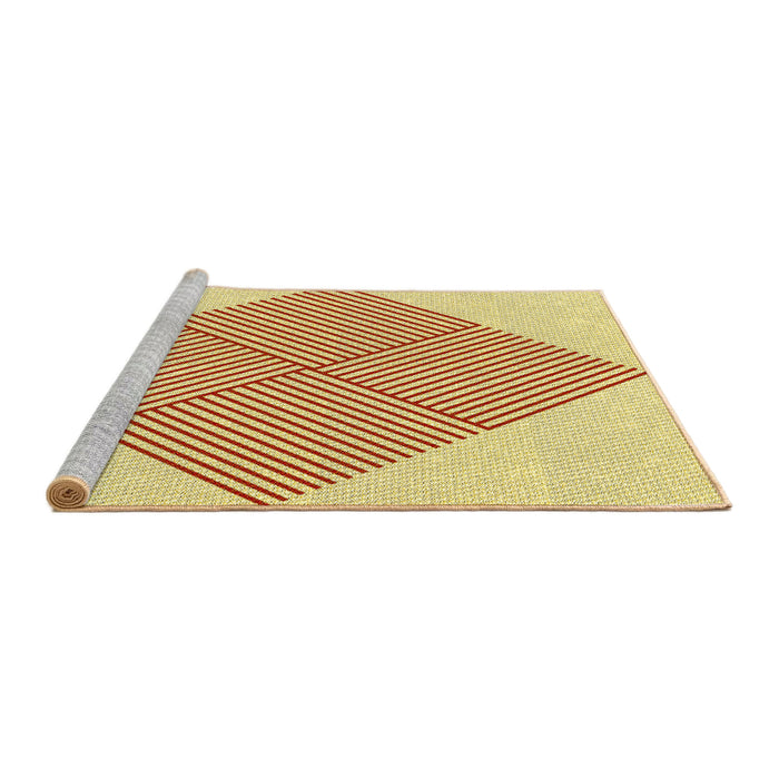 Sideview of Machine Washable Transitional Sun Yellow Rug, wshpat1473yw