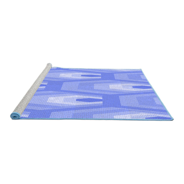 Sideview of Machine Washable Transitional Light Slate Blue Rug, wshpat1474blu