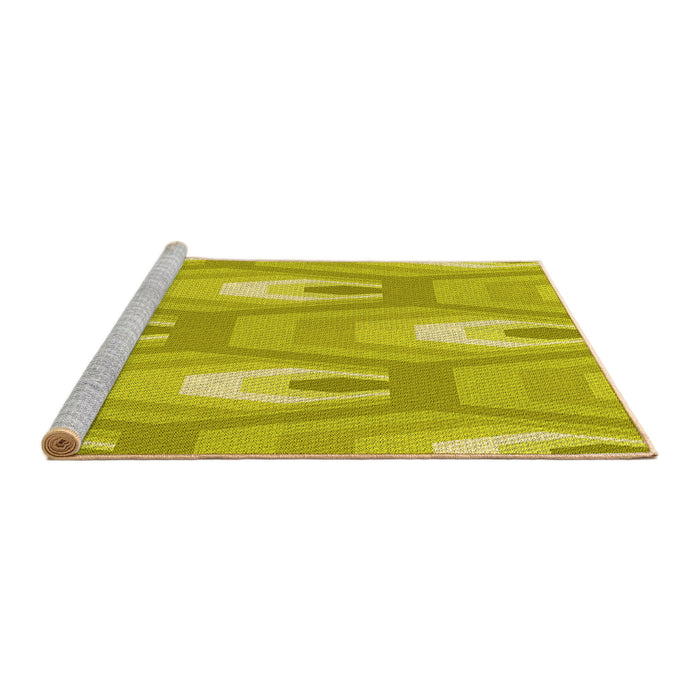 Sideview of Machine Washable Transitional Yellow Rug, wshpat1474yw
