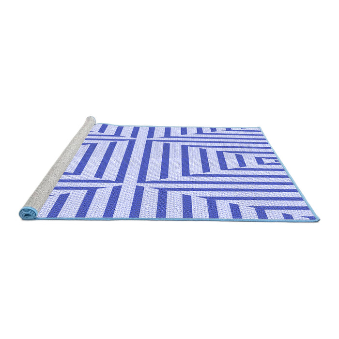 Sideview of Machine Washable Transitional Blue Rug, wshpat1475blu