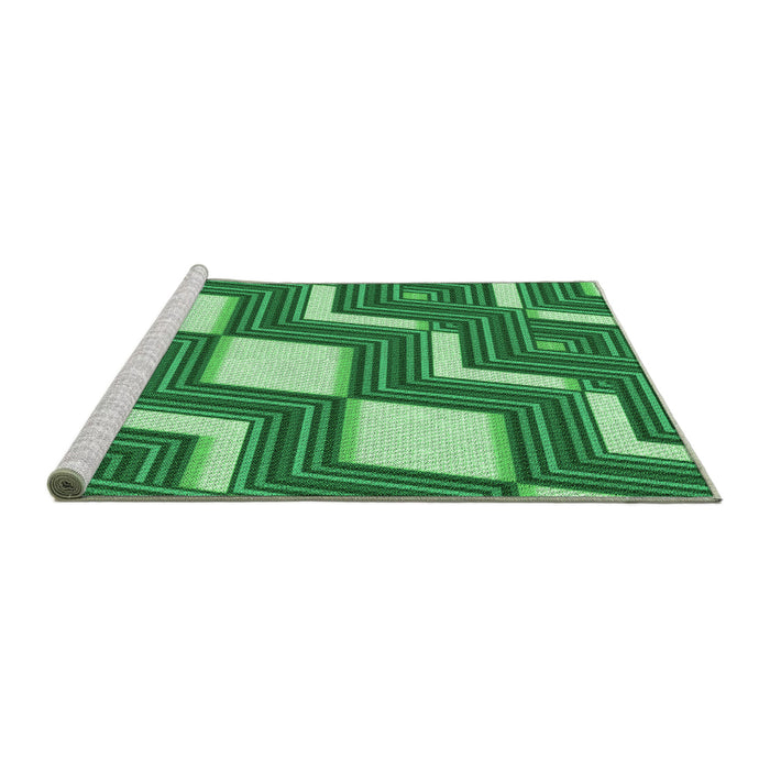 Sideview of Machine Washable Transitional Green Rug, wshpat1476grn