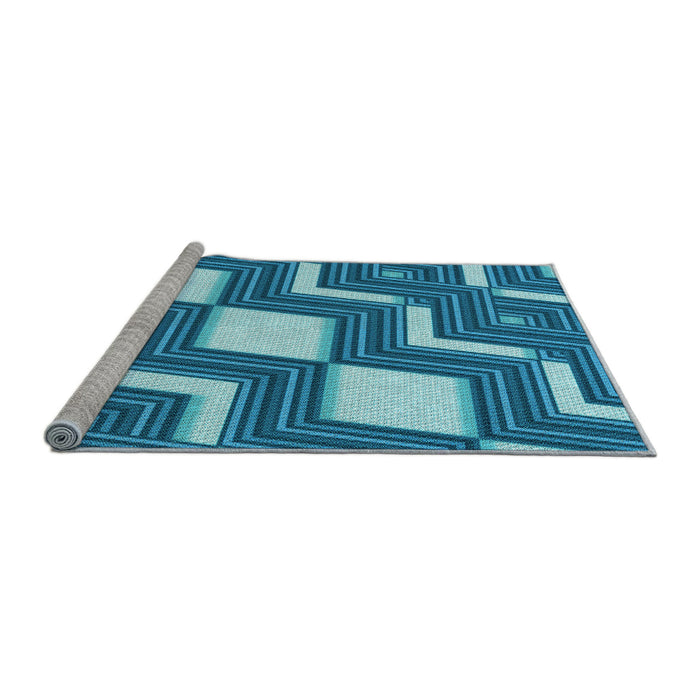 Sideview of Machine Washable Transitional Blue Rug, wshpat1476lblu