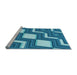 Sideview of Machine Washable Transitional Blue Rug, wshpat1476lblu