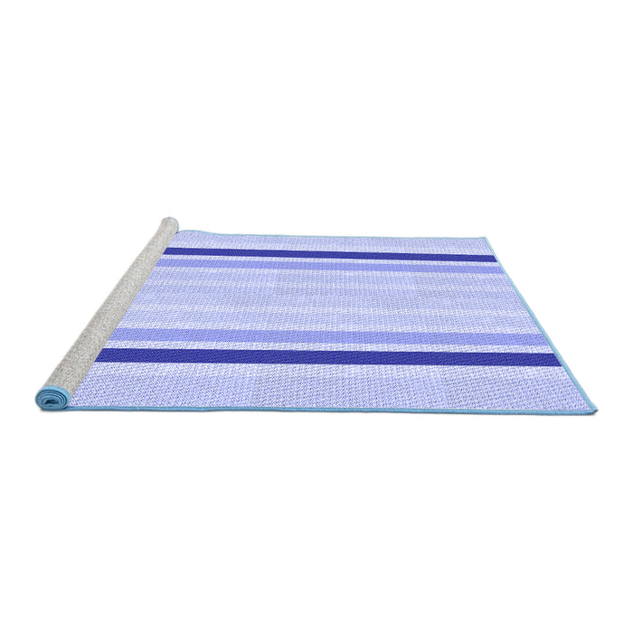 Sideview of Machine Washable Transitional Blue Rug, wshpat1477blu