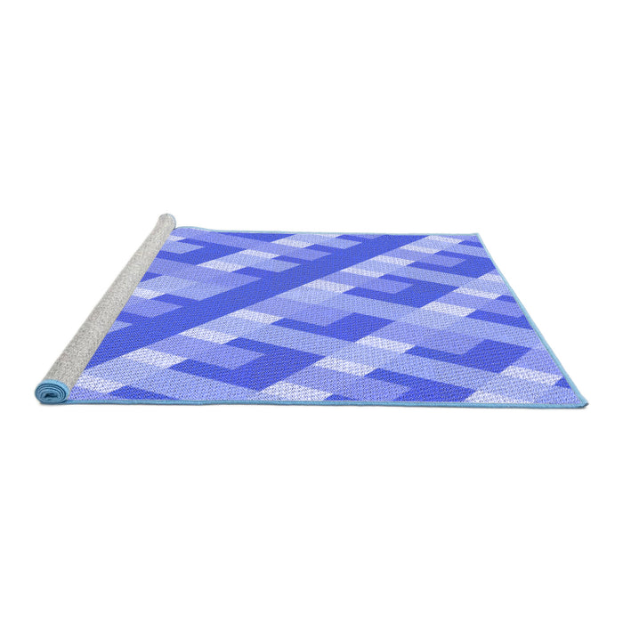 Sideview of Machine Washable Transitional Sky Blue Rug, wshpat1478blu