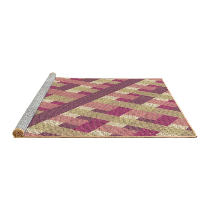 Sideview of Machine Washable Transitional Pink Rug, wshpat1478brn