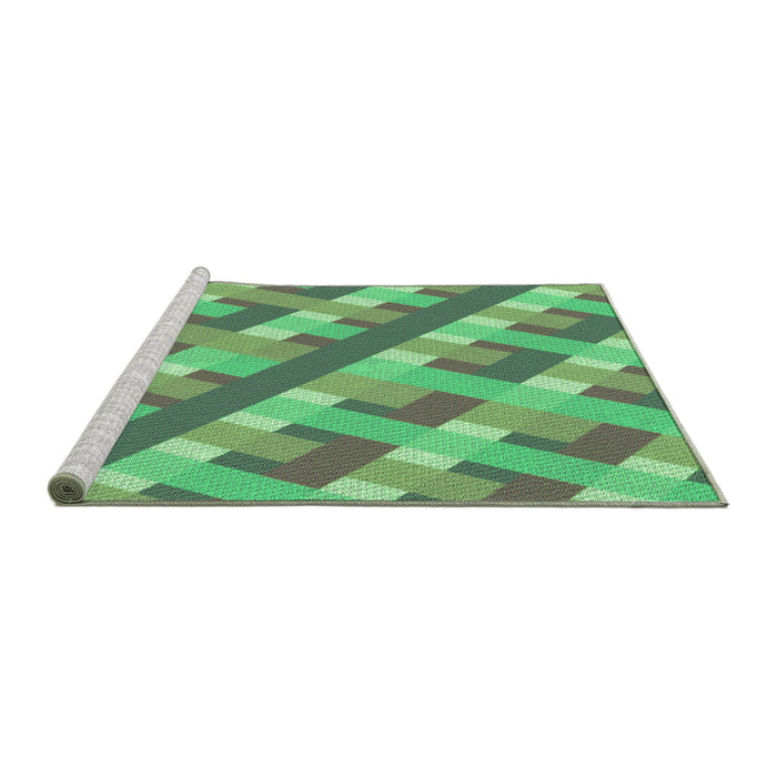 Sideview of Machine Washable Transitional Green Rug, wshpat1478grn