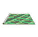 Sideview of Machine Washable Transitional Green Rug, wshpat1478grn