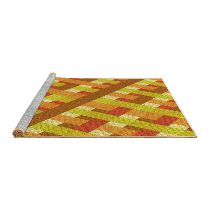 Sideview of Machine Washable Transitional Orange Red Orange Rug, wshpat1478yw