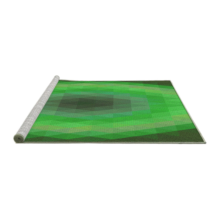 Sideview of Machine Washable Transitional Forest Green Rug, wshpat148grn