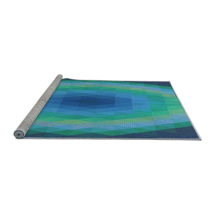 Sideview of Machine Washable Transitional Dark Turquoise Green Rug, wshpat148lblu