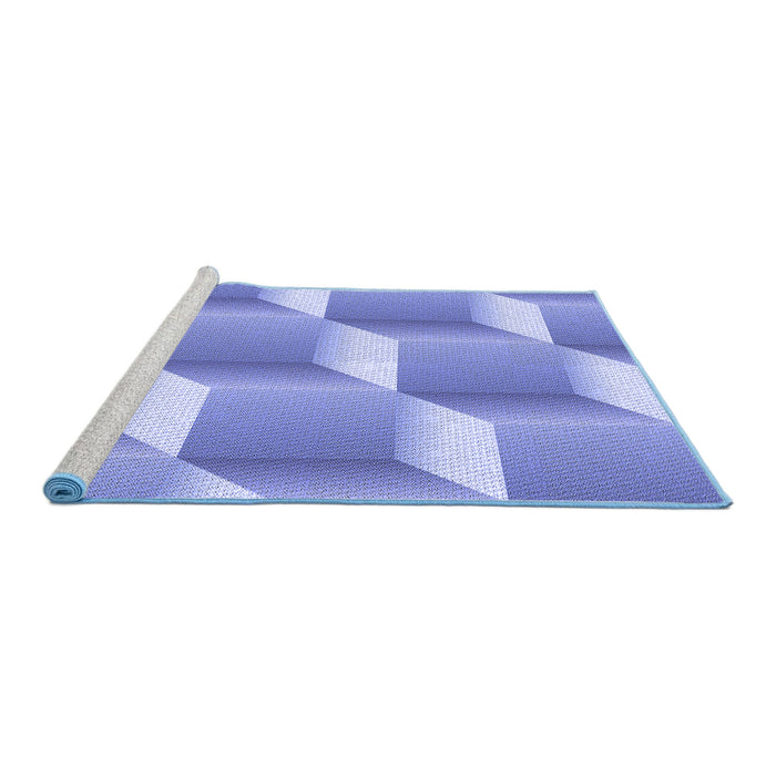 Sideview of Machine Washable Transitional Jeans Blue Rug, wshpat1480blu