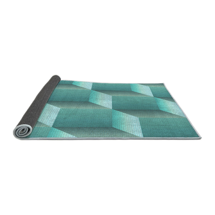 Thickness of Patterned Deep-Sea Green Rug, pat1480lblu