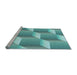 Sideview of Machine Washable Transitional Deep-Sea Green Rug, wshpat1480lblu