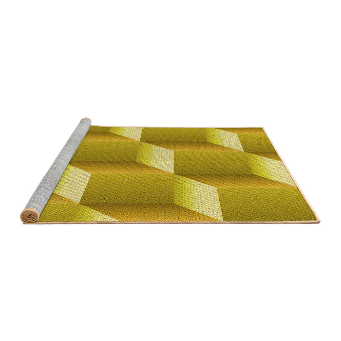 Sideview of Machine Washable Transitional Bright Gold Yellow Rug, wshpat1480yw