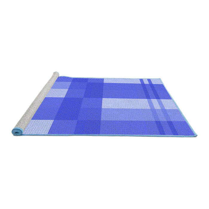 Sideview of Machine Washable Transitional Sky Blue Rug, wshpat1481blu