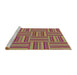 Sideview of Machine Washable Transitional Green Rug, wshpat1482brn