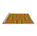 Sideview of Machine Washable Transitional Pistachio Green Rug, wshpat1482yw