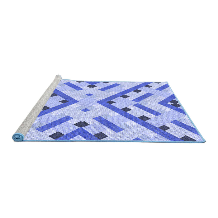 Sideview of Machine Washable Transitional Royal Blue Rug, wshpat1483blu