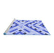 Sideview of Machine Washable Transitional Royal Blue Rug, wshpat1483blu