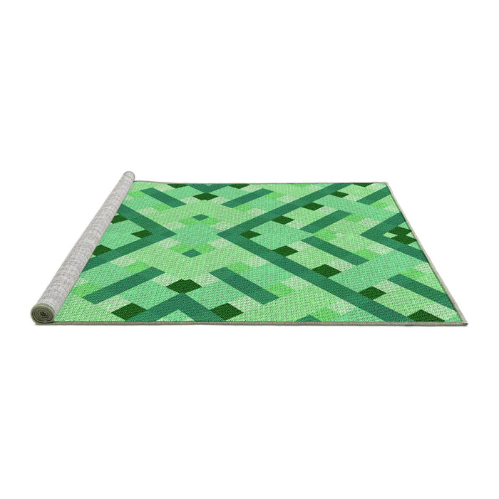 Sideview of Machine Washable Transitional Jade Green Rug, wshpat1483grn