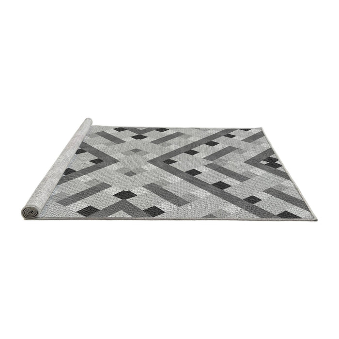 Sideview of Machine Washable Transitional Platinum Silver Gray Rug, wshpat1483gry