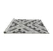 Sideview of Machine Washable Transitional Platinum Silver Gray Rug, wshpat1483gry