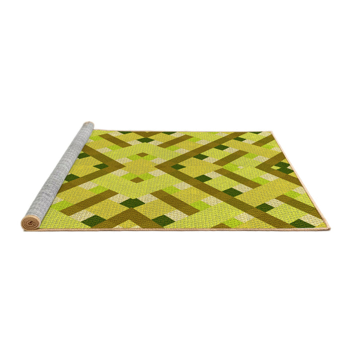 Sideview of Machine Washable Transitional Yellow Rug, wshpat1483yw