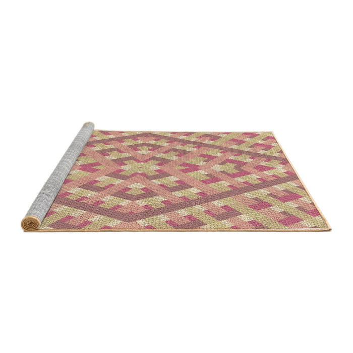 Sideview of Machine Washable Transitional Red Rug, wshpat1484brn