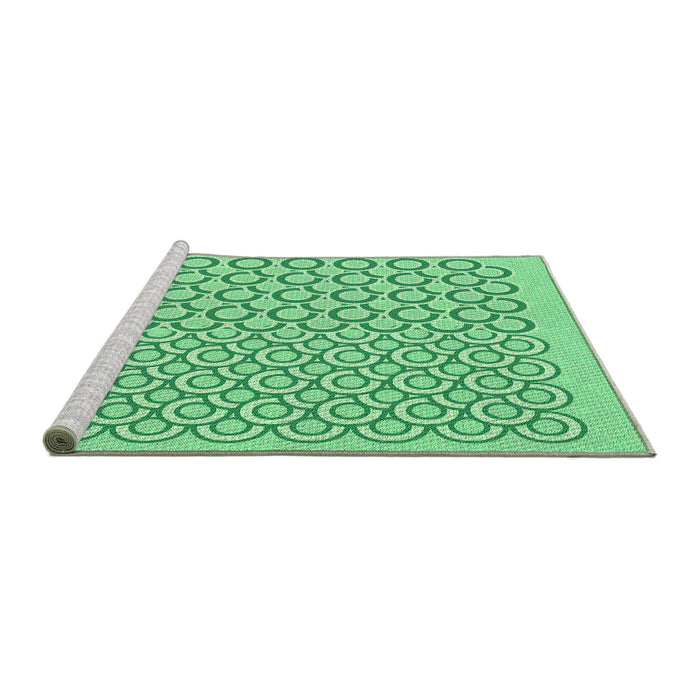 Sideview of Machine Washable Transitional Green Rug, wshpat1485grn