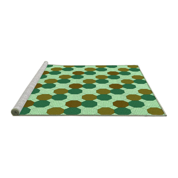 Sideview of Machine Washable Transitional Light Green Rug, wshpat1486grn