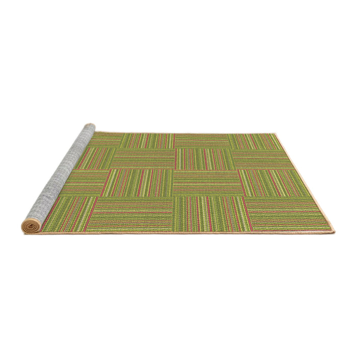 Sideview of Machine Washable Transitional Green Rug, wshpat1487brn