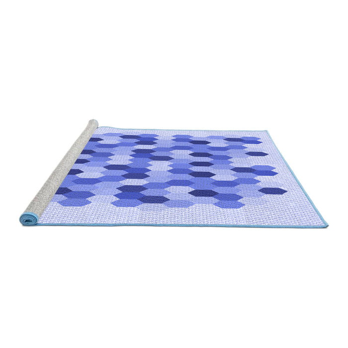Sideview of Machine Washable Transitional Royal Blue Rug, wshpat1488blu