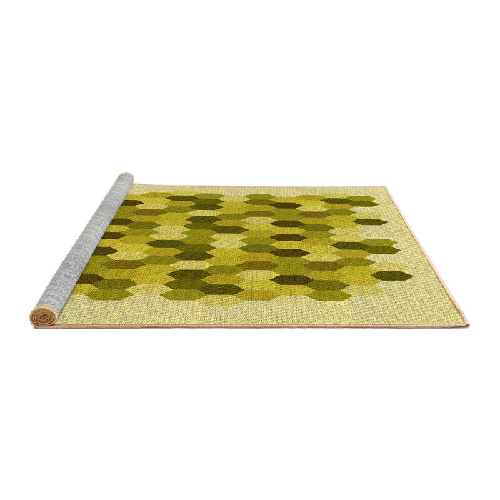 Sideview of Machine Washable Transitional Bold Yellow Rug, wshpat1488yw