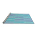 Sideview of Machine Washable Transitional Blue Rug, wshpat1489lblu