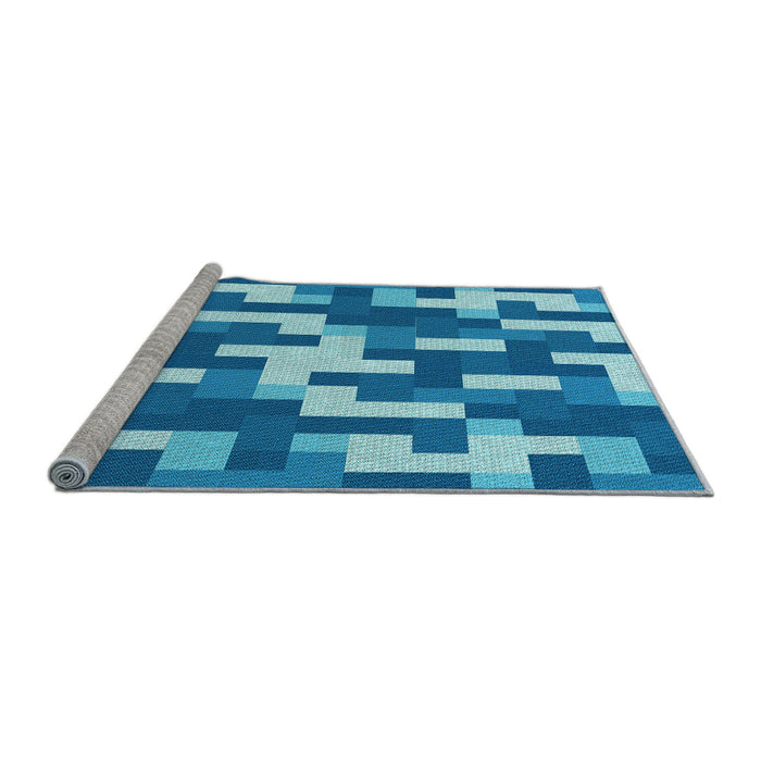 Sideview of Machine Washable Transitional Blue Rug, wshpat1490lblu