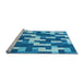 Sideview of Machine Washable Transitional Blue Rug, wshpat1490lblu