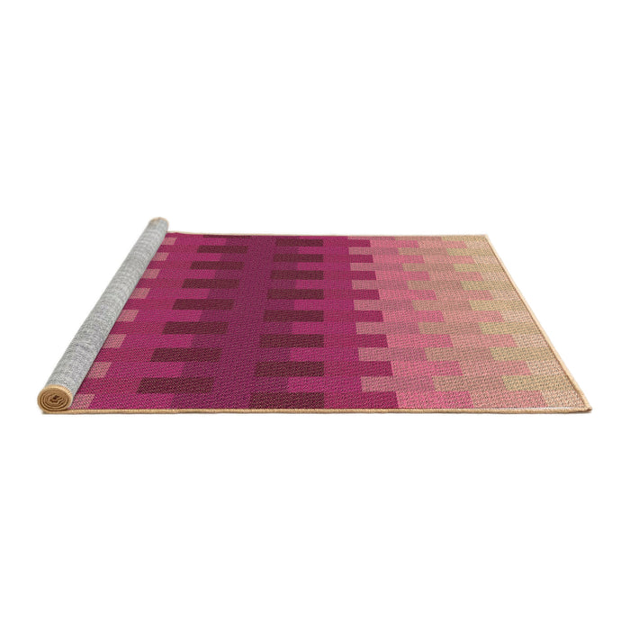Sideview of Machine Washable Transitional Raspberry Red Rug, wshpat1491brn