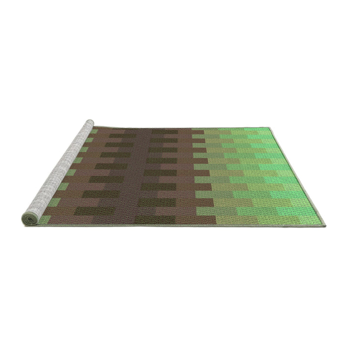 Sideview of Machine Washable Transitional Green Rug, wshpat1491grn