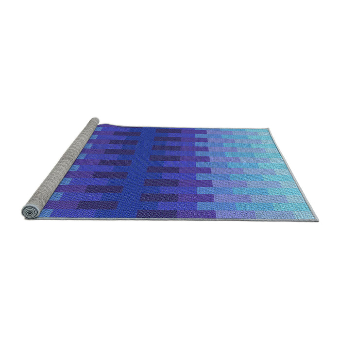Sideview of Machine Washable Transitional Blue Orchid Blue Rug, wshpat1491lblu