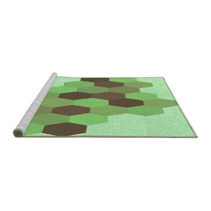 Sideview of Machine Washable Transitional Olive Green Rug, wshpat1492grn