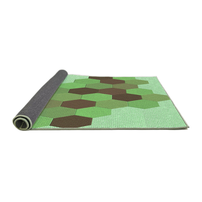 Thickness of Patterned Olive Green Rug, pat1492grn