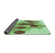 Thickness of Patterned Olive Green Rug, pat1492grn