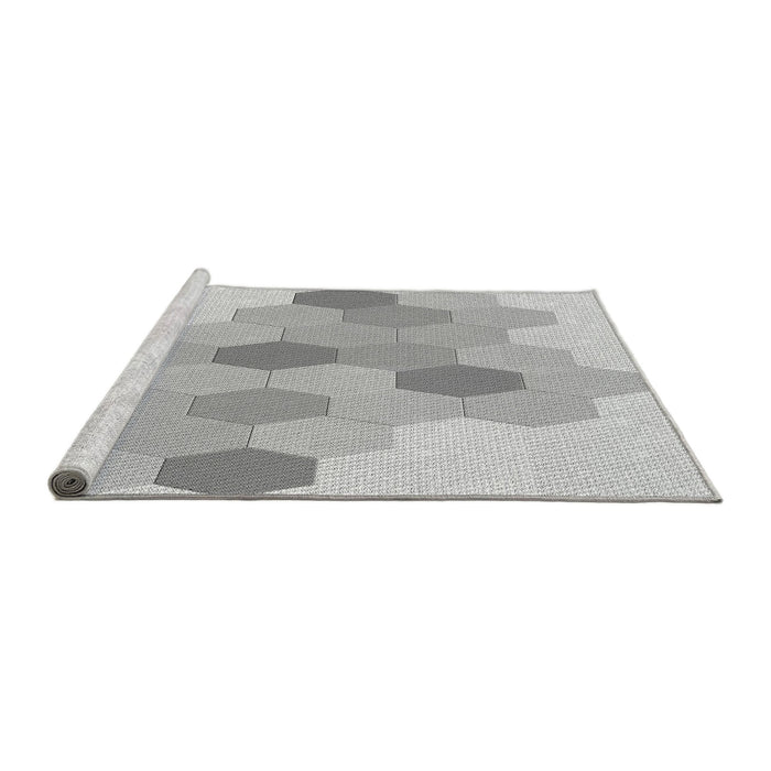 Sideview of Machine Washable Transitional Gunmetal Gray Rug, wshpat1492gry
