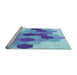 Sideview of Machine Washable Transitional Blue Rug, wshpat1492lblu