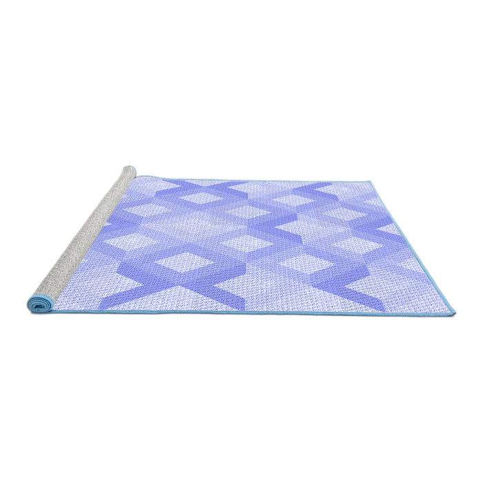 Sideview of Machine Washable Transitional Sky Blue Rug, wshpat1493blu