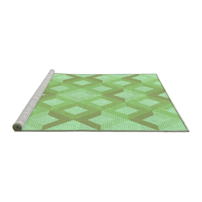Sideview of Machine Washable Transitional Green Rug, wshpat1493grn