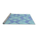 Sideview of Machine Washable Transitional Blue Rug, wshpat1493lblu