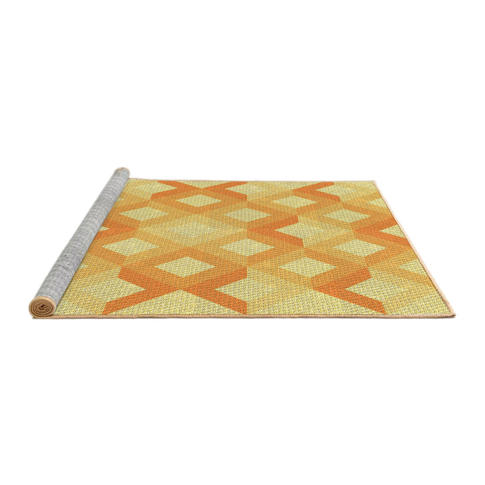 Sideview of Machine Washable Transitional Chrome Gold Yellow Rug, wshpat1493yw
